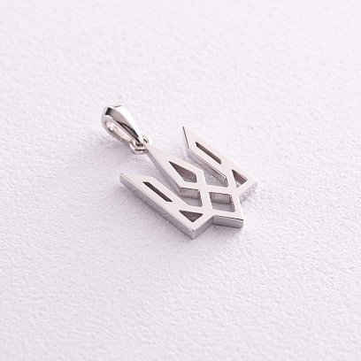 Подвеска "Герб Украины - Тризуб" в белом золоте п03719