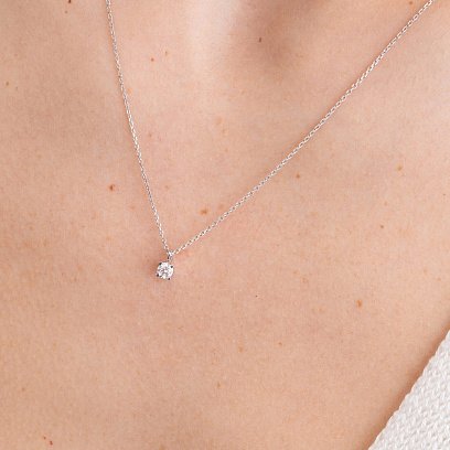 Колье в белом золоте с бриллиантом 719291121 №5