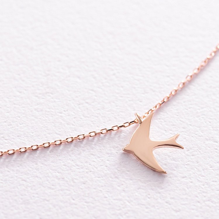 Колье "Ласточка" в красном золоте кол02158 от ювелирного магазина Оникс - 2