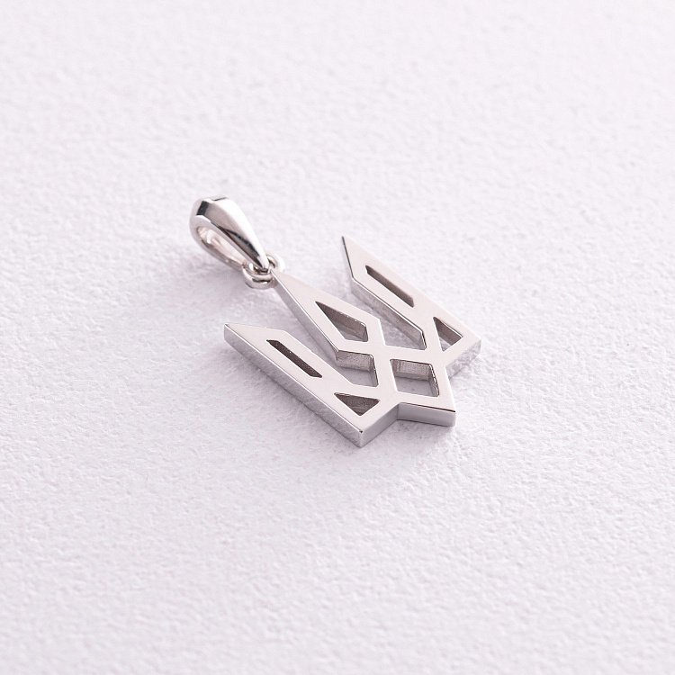 Подвеска "Герб Украины - Тризуб" в белом золоте п03719 от ювелирного магазина Оникс