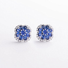 Сережки - пусети "Конюшина" в білому золоті (діаманти, сапфіри) сб0718mi от ювелирного магазина Оникс