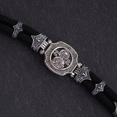 Срібний браслет "Господь Вседержитель" (онікс) 427 №3