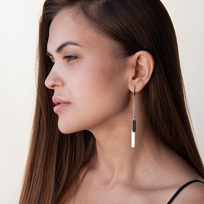 Серебряные висячие серьги "Геометрия" 123079 №3