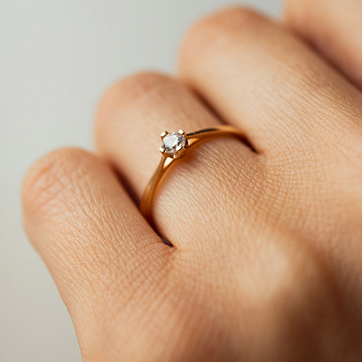 Помолвочное золотое кольцо с фианитом к08230 №4