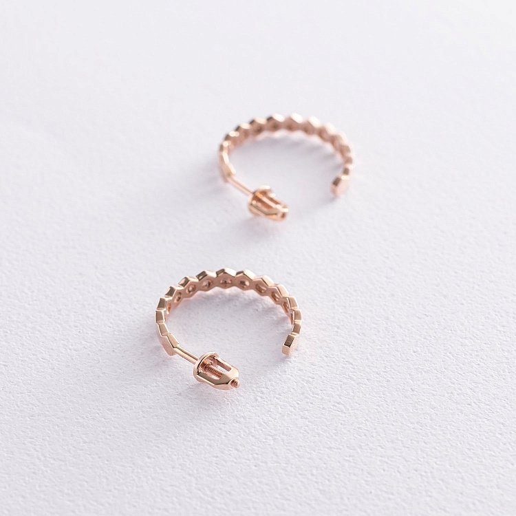 Сережки - пусети "Грані" в червоному золоті с07286 від ювелірного магазину Онікс - 4