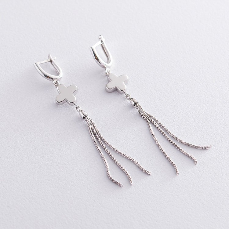 Сережки "Конюшина" в білому золоті с06861 від ювелірного магазину Онікс