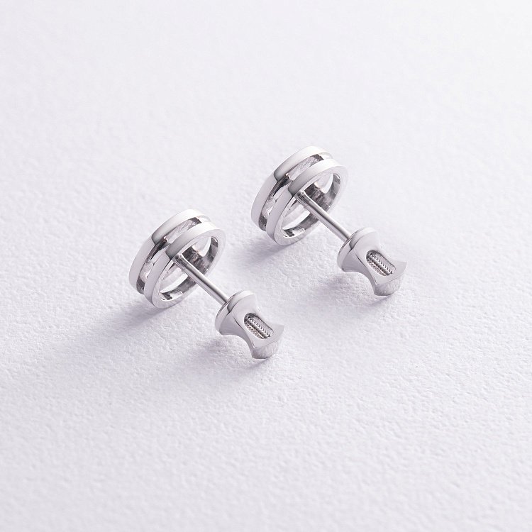 Золотые серьги - пусеты с черными бриллиантами 334461122 от ювелирного магазина Оникс - 4