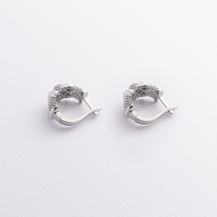 Серьги "Marie" в белом золоте (фианиты) с09421 от ювелирного магазина Оникс - 1