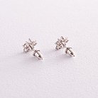 Срібні сережки - пусети "Квіточки" з фіанітами 121482 от ювелирного магазина Оникс - 3