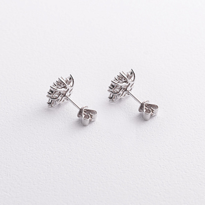 Золоті сережки - пусети "Квіточки" з діамантами сб0563sm №3