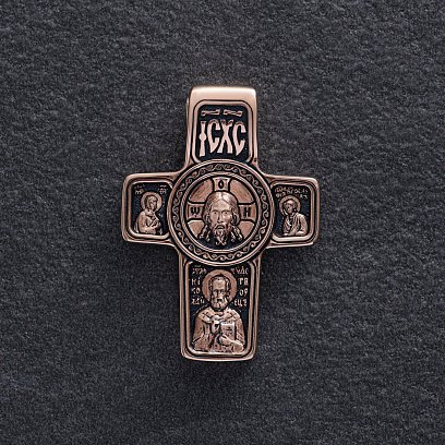 Золотой крест "Спас Нерукотворный. Архангел Михаил" п02935 №5