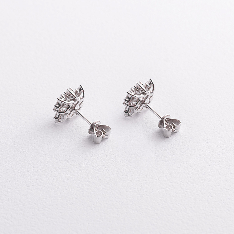 Золоті сережки - пусети "Квіточки" з діамантами сб0563sm від ювелірного магазину Онікс - 2