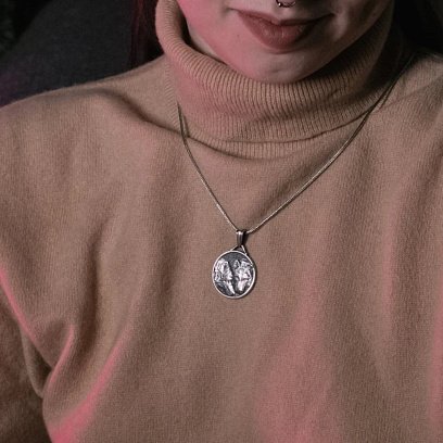 Серебряный кулон "Волчья семья" (возможна гравировка) 133219 №7