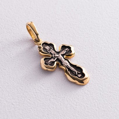 Срібний хрестик з позолотою і чорнінням 131970