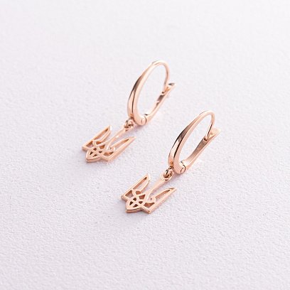 Серьги "Герб Украины - Тризуб" в красном золоте с07948 №6