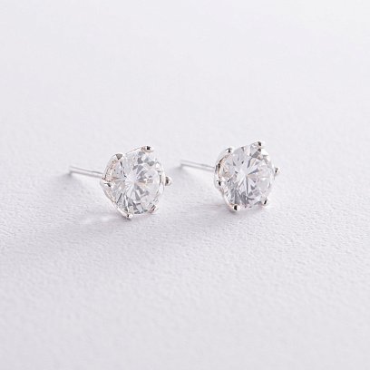 Срібні сережки - пусети з фіанітами 121622