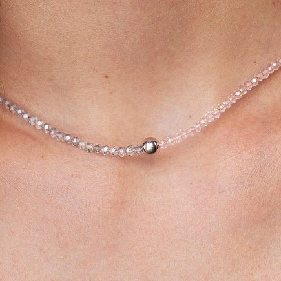 Серебряное колье "Шарик" с хрусталем 908-01487 №6