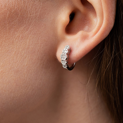 Серьги "Цветочки" в белом золоте (бриллианты) сб0710ca №4