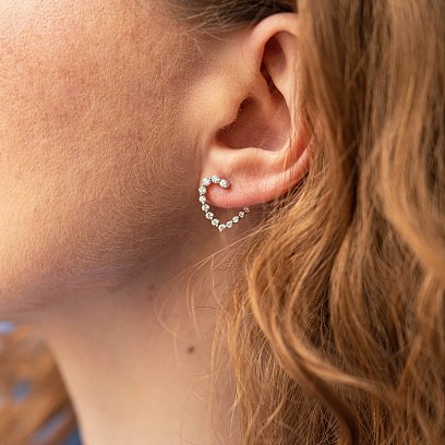 Золотые серьги "Сердечки" с бриллиантами сб0450nl №6