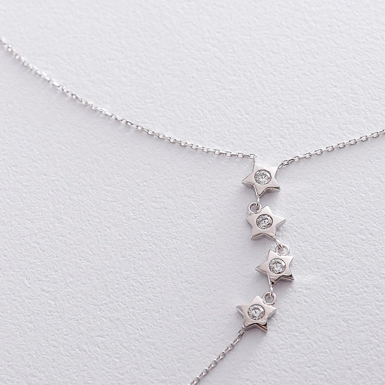 Золотое колье "Звездочки" с фианитами кол01516 от ювелирного магазина Оникс - 2