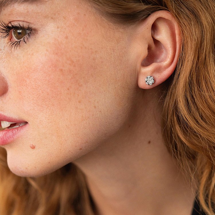 Золоті сережки - пусети "Сердечки" з діамантами сб0224са від ювелірного магазину Онікс - 5