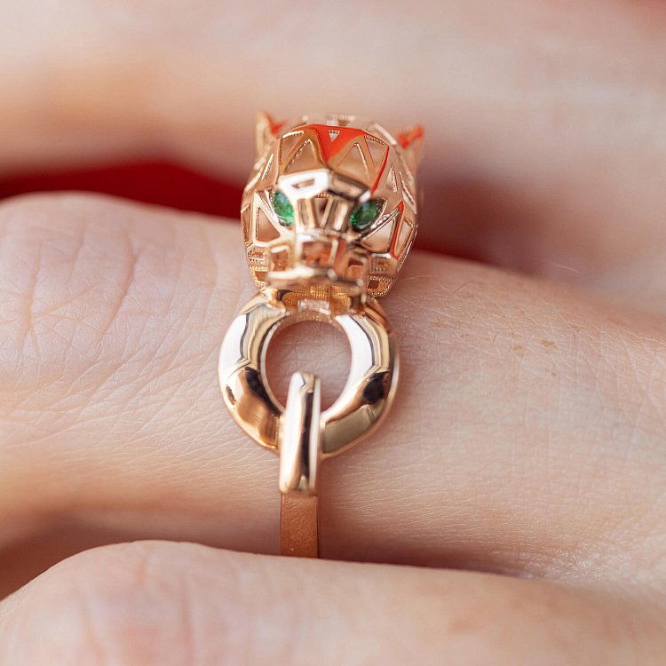 Кольцо "Пантера" в красном золоте (фианиты) к07610 от ювелирного магазина Оникс - 3