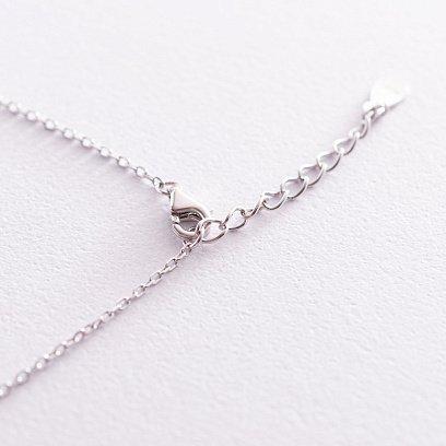 Серебряное колье "Сердечко" (эмаль, фианиты) 18647 №5