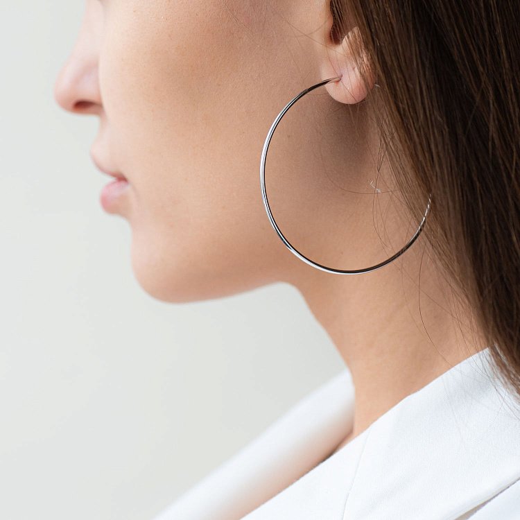 Серьги - кольца в серебре (6.0 см) 122886 от ювелирного магазина Оникс - 1