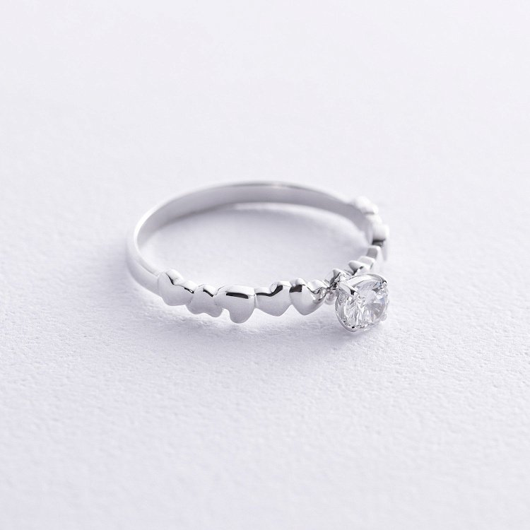 Золота заручальна каблучка з сердечками (фіаніт) к07644 від ювелірного магазину Онікс - 4