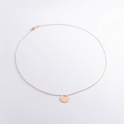 Колье "Монетка" в красном золоте (возможна гравировка) кол01737