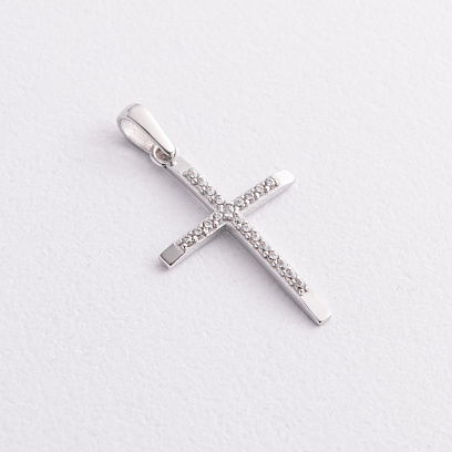 Хрестик у білому золоті (фіаніти) п04059