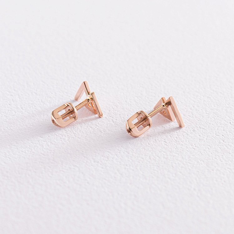 Сережки - пусети "Гори" в червоному золоті с07443 від ювелірного магазину Онікс - 2