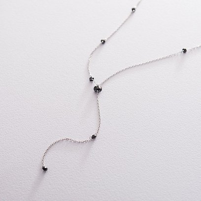 Срібне кольє з чорними каменями 18906