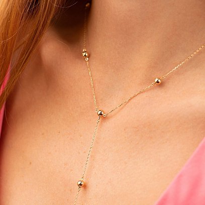 Колье 2 в 1 "Шарики" в желтом золоте кол01980 №4