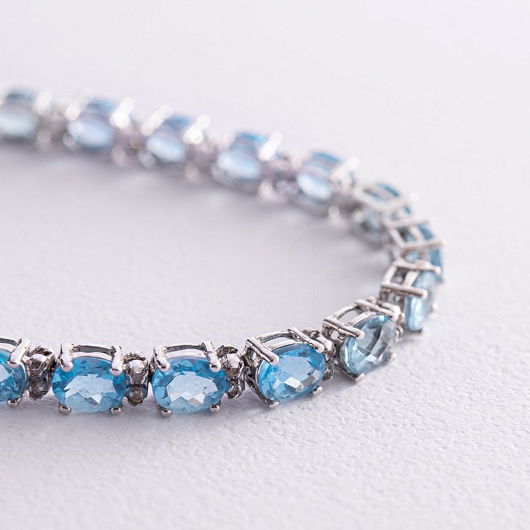 Золотой браслет с бриллиантами и топазами бр0348 от ювелирного магазина Оникс - 4