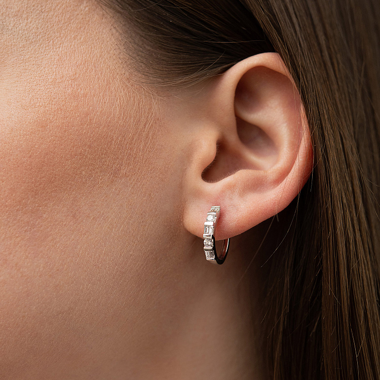 Золотые серьги - кольца (бриллианты) сб0641ca от ювелирного магазина Оникс - 3