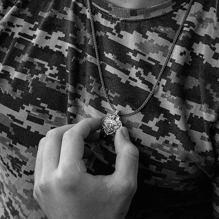 Серебряный кулон "Український козак. Борітеся-поборете, Вам Бог помагає" 133137 от ювелирного магазина Оникс - 13