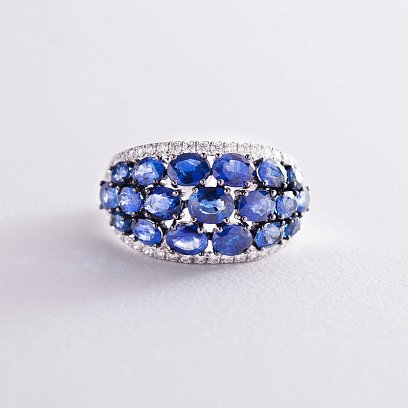 Золота каблучка з діамантами і сапфірами MR16037gm