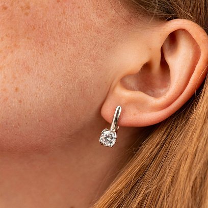 Серебряные серьги с сердечками (фианиты) 122891 №4