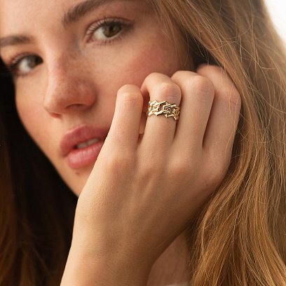 Широкое золотое кольцо "Catalina" к08183 №12