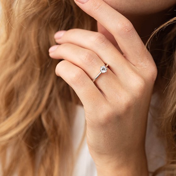 Помолвочное кольцо в белом золоте (фианит) к07097 №2