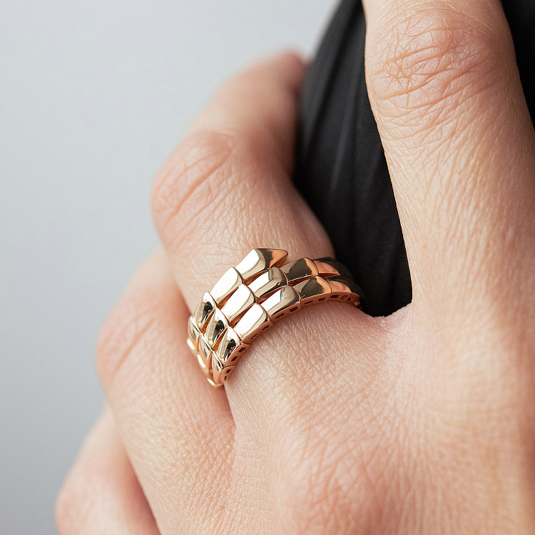 Кольцо "Змея" в красном золоте к08408 от ювелирного магазина Оникс - 1