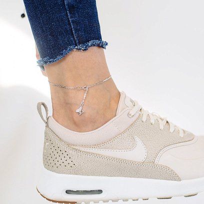 Золотой браслет на ногу "Бабочка" (фианит) б03702 №4