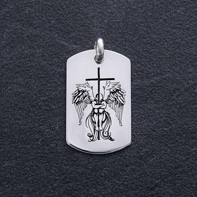 Серебряный жетон "Ангел Хранитель. Молитва" (большой) 133350-8