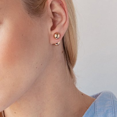 Серьги "Шарики" в красном золоте с02904 №3