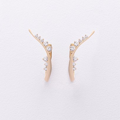 Золоті сережки "Гілочки" з фіанітами с04962