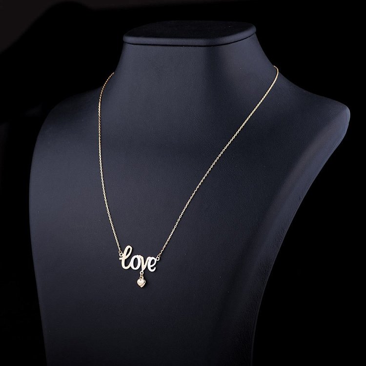 Золотое колье "Love" с сердечком кол01033 от ювелирного магазина Оникс - 1