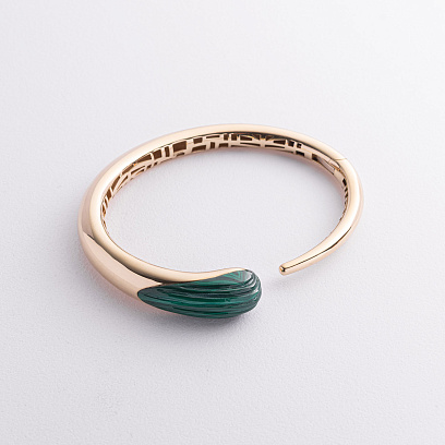 Жорсткий золотий браслет "Olivia" з малахітом б04852 №3