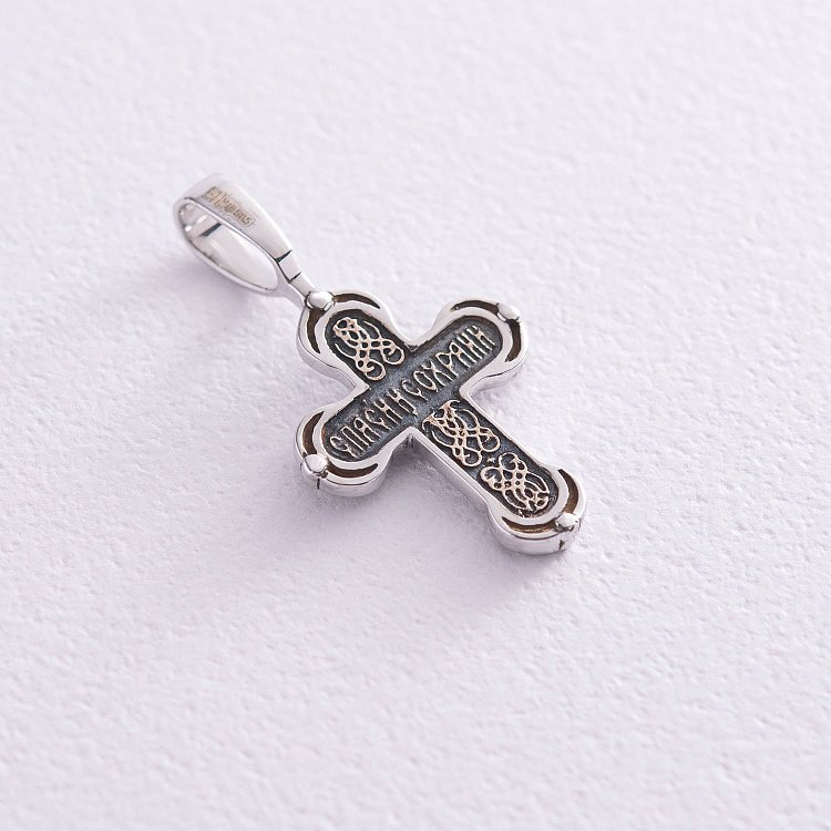 Золотий дитячий хрестик з чорнінням п03204 від ювелірного магазину Онікс - 1