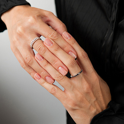 Золотое кольцо с черными бриллиантами кб0657ca №9